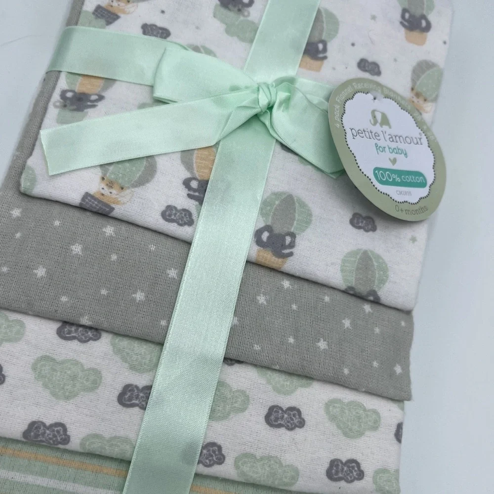 100% COTTON 4 PACK RECEIVING BLANKETS - Picture 4 of 9